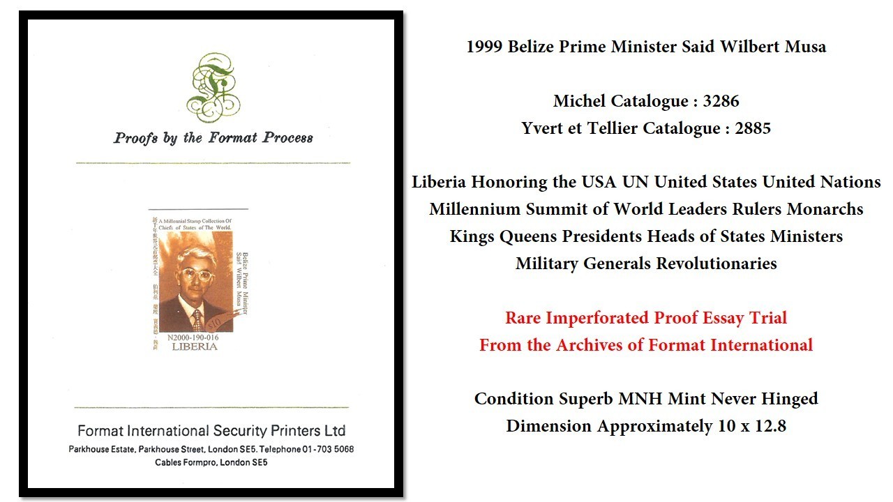 Liberia 1999 USA UN Belize Prime Minister Said Wilbert Musa Proof Mi#3286 MNH