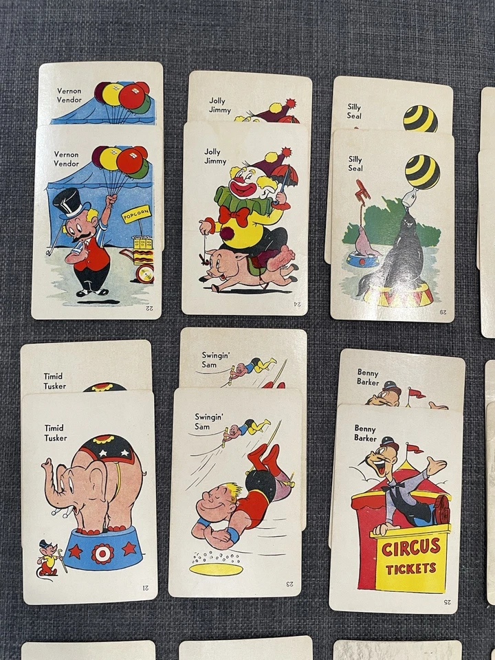 Vintage Card Game Old Maid Circus Edition ED-U-CARDS Inc. COMPLETE SET 36 NO BOX - Image 4 of 4