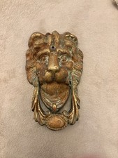 Reclaimed Large Vintage (Victorian) Brass Lion Head Door Knocker Lions Face.