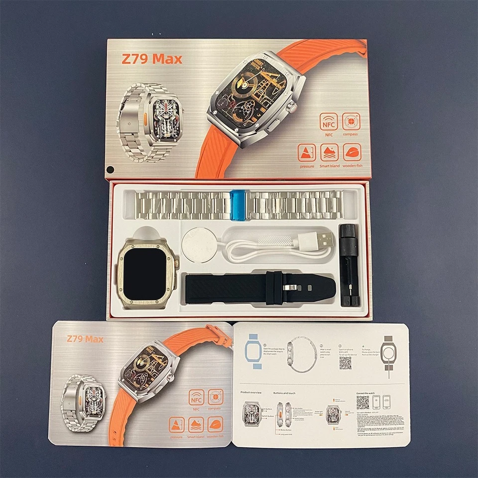 Reloj Inteligente Impermeable Bluetooth Llamada Fitness Rastreador Brújula con 2 Correas Foto 4 de 4