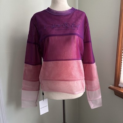 Viktor & Rolf tulle fading beauty burgundy sheer top logo size Xs/S
