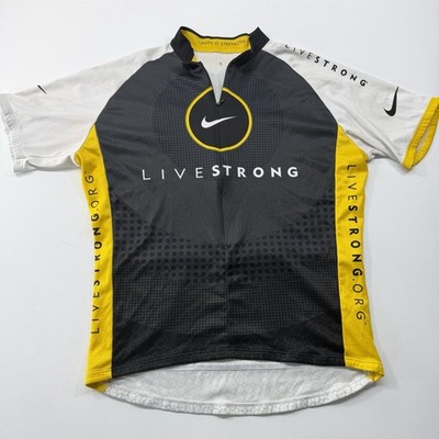 Vintage NIKE Lance Armstrong Live Strong Cycling Jersey Mens XL 3/4 Zip