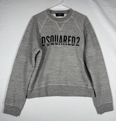 Dsquared2 Sweatshirt Men s Small Gray Crew Neck Logo Print Spellout Pullover