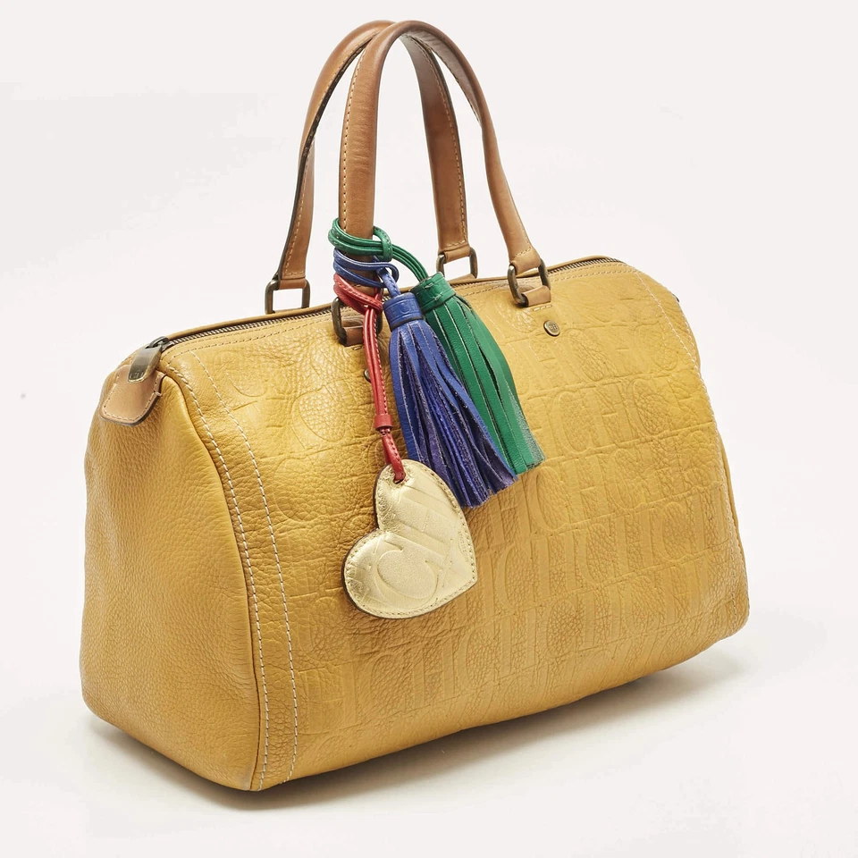 Cartera Andy grande de cuero con monograma beige mostaza Carolina Herrera Foto 3 de 4