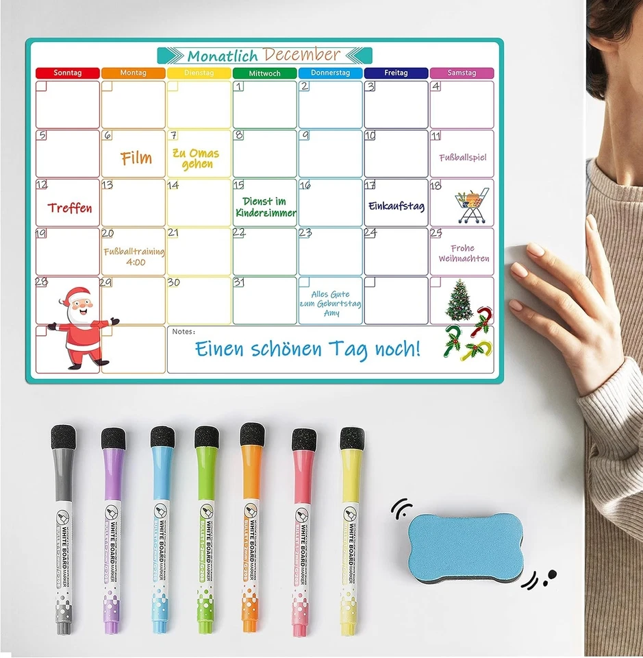 A3 Magnetischer Monats-Wochenplaner Whiteboard Nass trocken abwischbar bunt - Bild 4 von 4