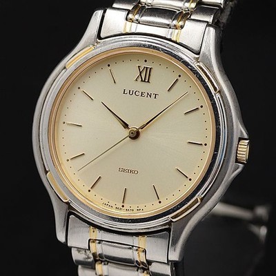 Seiko Lucent Quartz Watch 5E21-6B00 Mens Champagne Dial wrist 16.5cm/6.5in