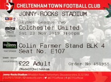 Cheltenham Town v Colchester United 23/11/19 League 2 Ticket
