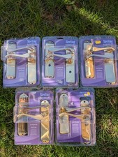 5 Polished Brass Internal Door Handles. Unused.