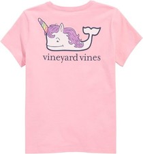 Vineyard Vines Girl's Unicorn Whale Short Sleeve T-Shirt XL 16 Pink New