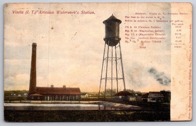 Vinita Indian Territory~Artesian Water Tower w/Chemical Analysis~Calcium Sodium