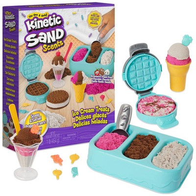 Kinetic Sand Scents, Ice Cream Treats Playset with 3 Colors Scented Play Sand &