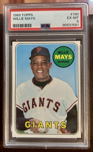 1969 Topps #190 Willie Mays PSA EX/MT 6 *Giants* *Sharp 6!*