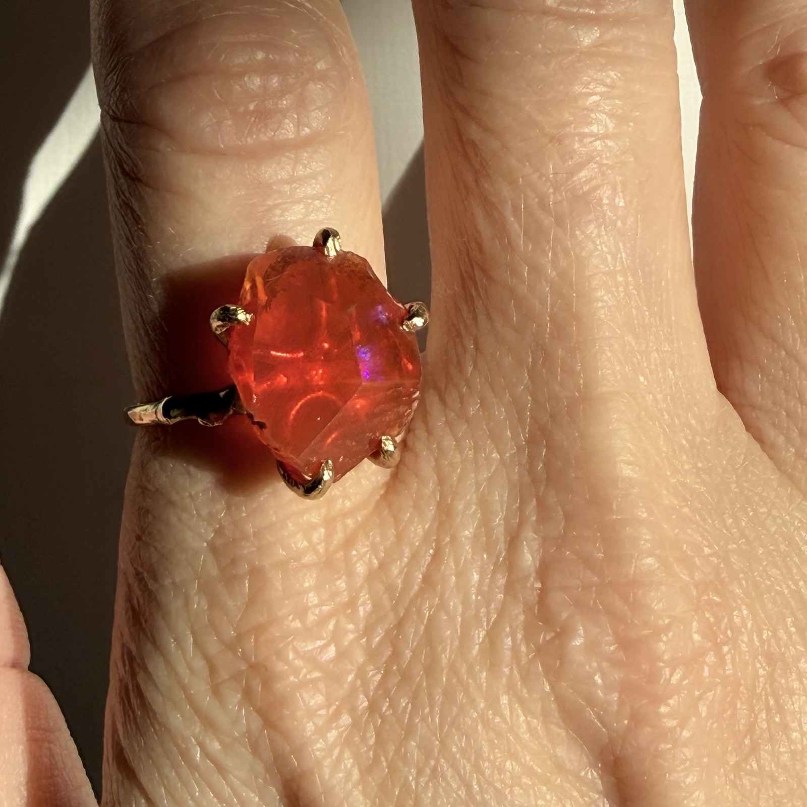 Variance Objects Mexican Fire Opal Ring 14k Gold - image 2