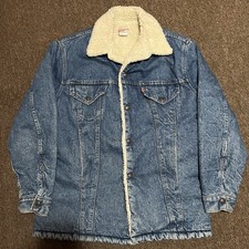Vintage 1980s Levis Orange Tab Trucker Jacket Made In USA Denim Sherpa Size 40