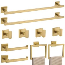Towel Bar Set 10-Piece Brushed Gold Bathroom Hardware Set, Gold Bathroom Acce...