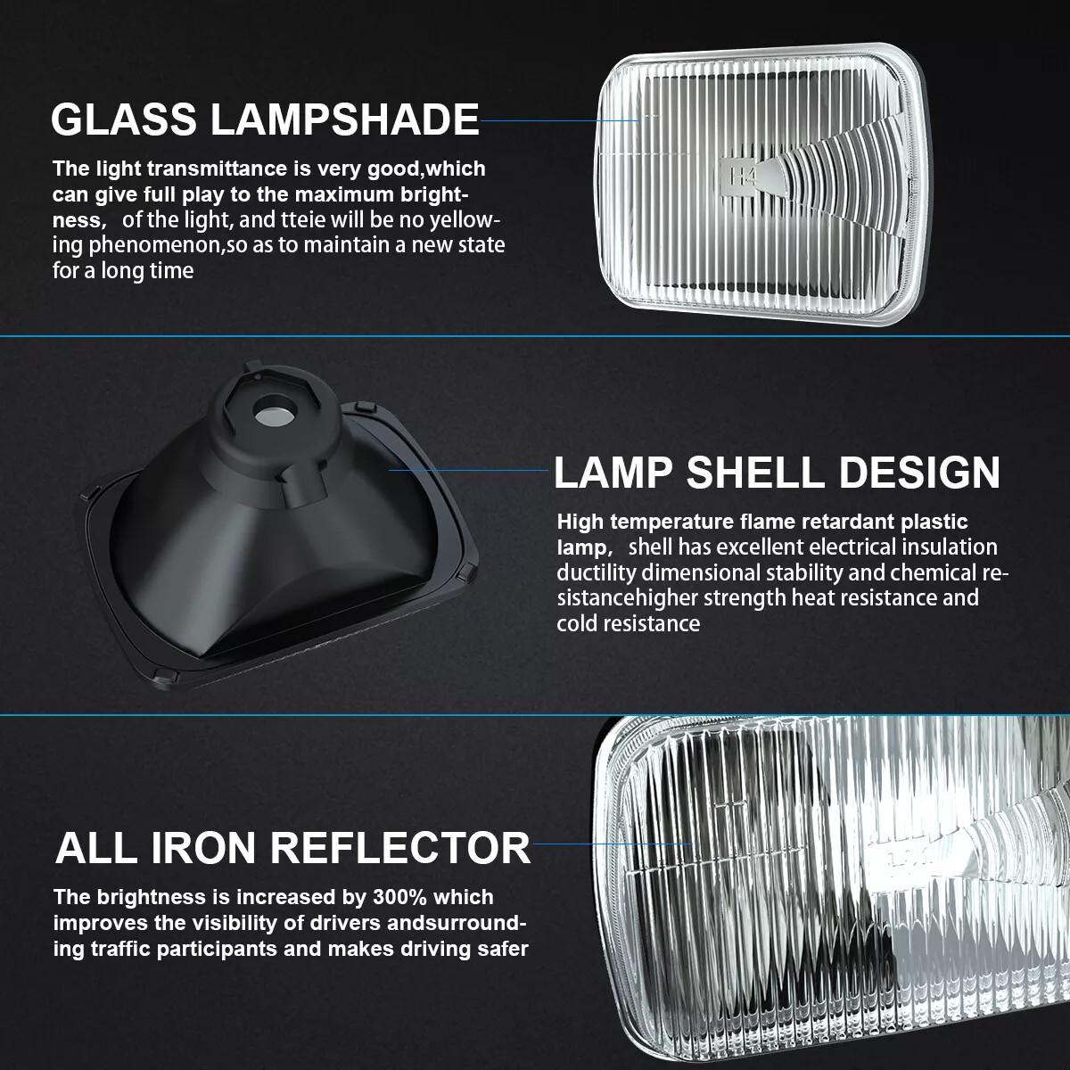 Pair 5X7" 7x6" LED Headlights Square For Chevy Express Cargo Van 1500 2500 3500 thumbnail 4