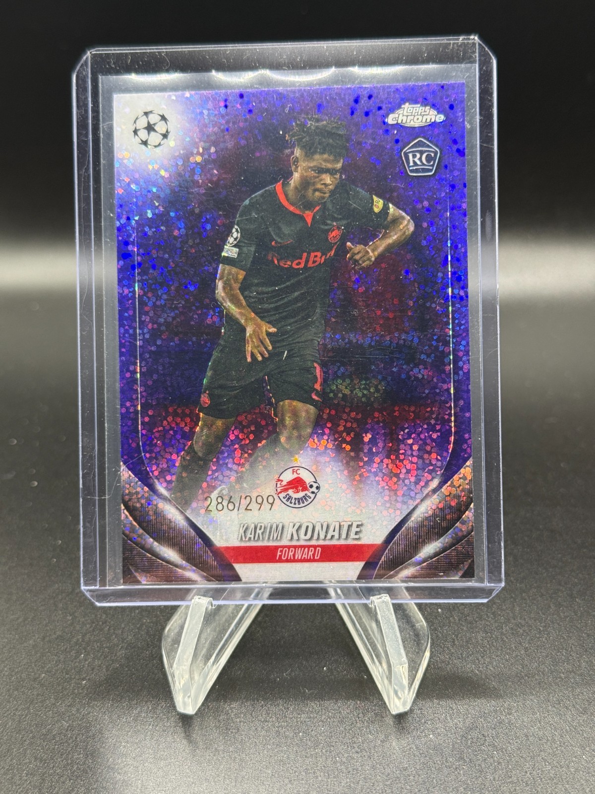 2023-24 Topps Chrome UEFA Karim Konate Violet Speckle Refractor /299 #30 RC