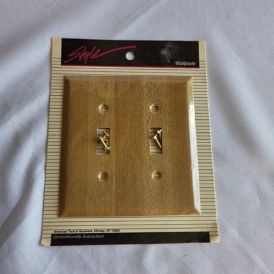 Vintage Style American Tack Hardware Double Toggle Wallplate Wood Grain 151TTBB