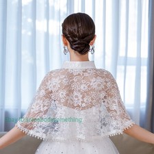 Women Floral Lace Cloak Cape Short Poncho Shawl Cardigan Crop Top Wedding Party