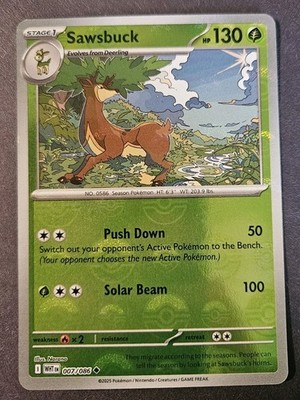sawsbuck pokemon card value Sawsbuck 007/086 Pokeball Reverse Holo English Pokemon TCG White Flare NM