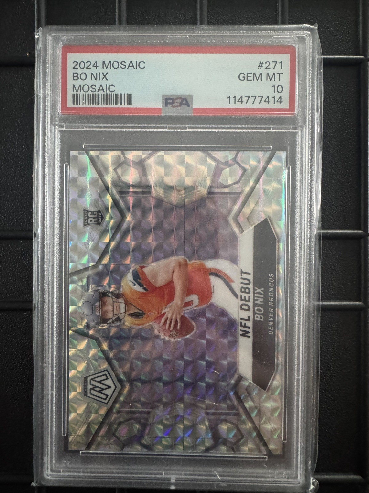 2024 Panini Mosaic 🔥 BO NIX 🔥NFL Debut #271 (RC)  Mosaic Prizm BRONCOS PSA 10