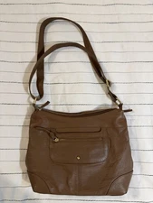 Great American Leather Works | Brown Shoulder Bag Purse Zip Pockets Adjustable