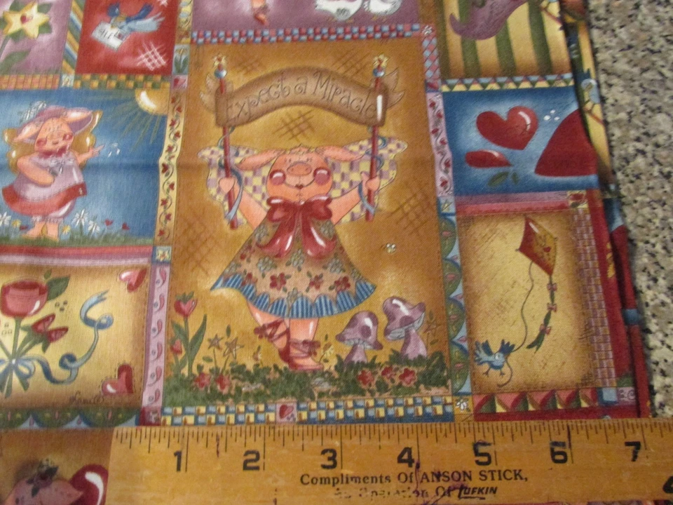 Tela de coser de edredón de 2 yardas x 44" divertida cuando los cerdos vuelan dispersan alegría Nanette Hilton Foto 4 de 4