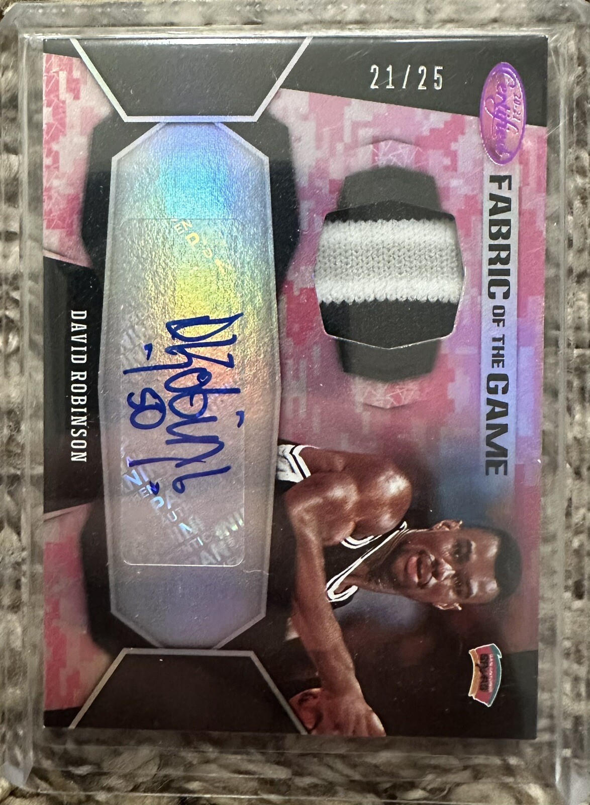 2020-21 Certified Basketball David Robinson Game Used Patch Auto #21/25 Spurs view 2