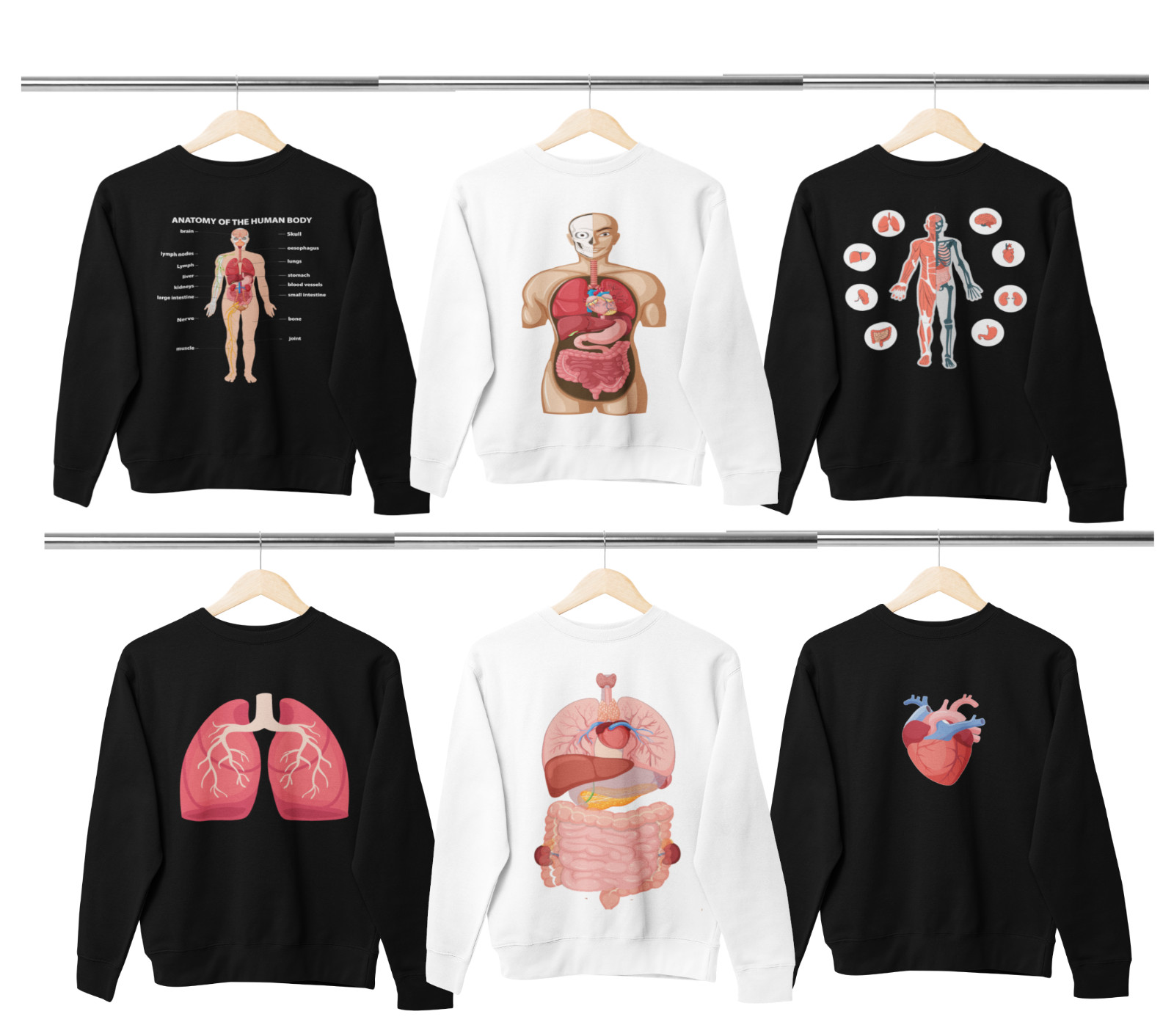Anatomy Menschen Organe Skelette Biologie menschlicher Körper Herren Pullover