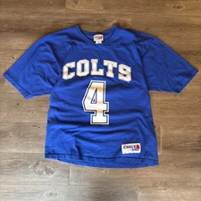 Vintage 90s Colts Jim Harbaugh Chalk Line Russell Jersey Shirt Large/XL
