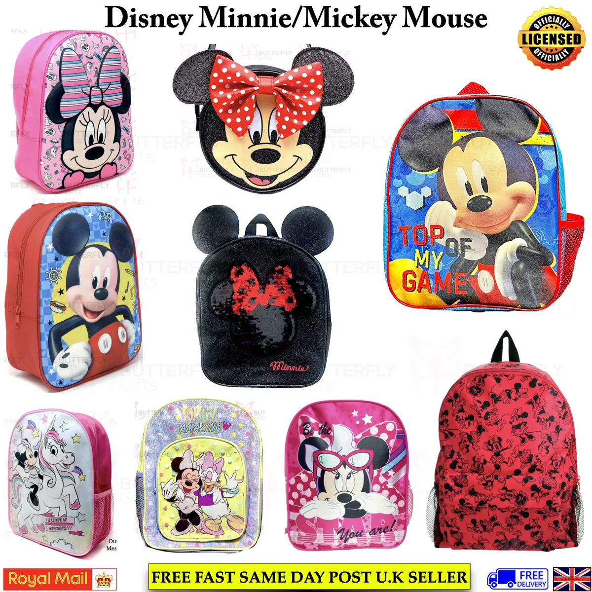 Primark Disney Mickey Mouse Quilted Shoulder Body Tote Backpack Travel Bag  | eBay