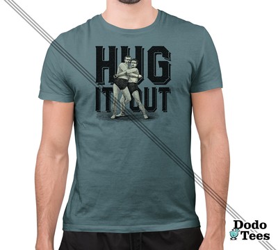 Mens Hug It Out Funny Gym T Shirt Graphic Tees Wrestling Sarcastic Novelty WWE