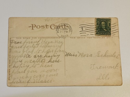 Rare Benjamin Franklin 1c Cent Stamp PostCard Correspondence 1909 Portland OR - Picture 5 of 6