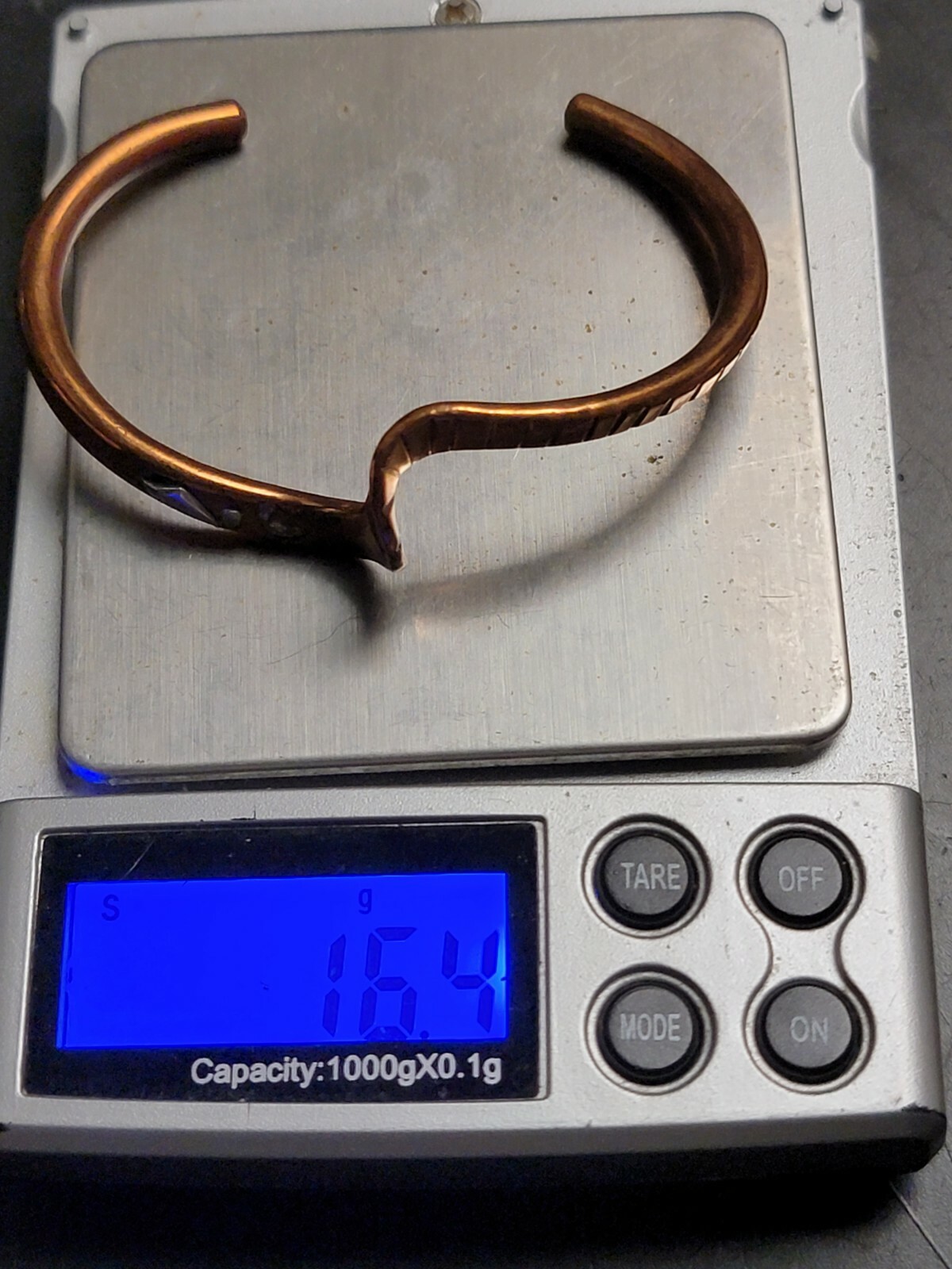 Copper Sterling Cuff Bangle Bracelet Signed JC - image 4