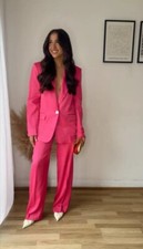 NWT ZARA 109 Satin Effect Blazer w/ Shoulder Pads Fuschia Pink 3016/527 Size M