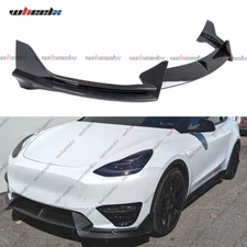 Carbon Fiber Style Front Bumper Lip Splitter Spoiler For 2020-2024 Tesla Model Y