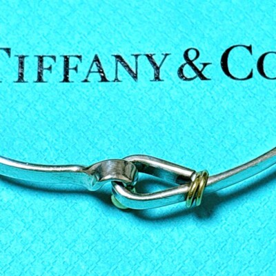 TIFFANY & Co. Bracelet Hook & Eye Bangle Silver 18K Yellow Gold