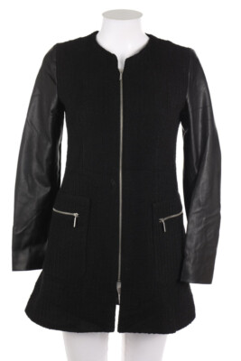 ZARA Jacket Faux Leather Details M black