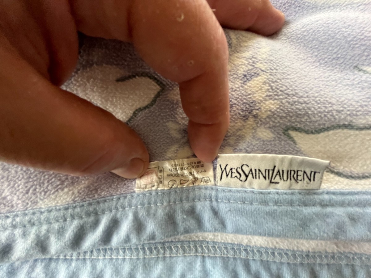 Yves Saint Laurent YSL blanket Light Blue/White Floral cotton | eBay