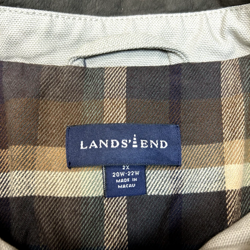 Lands End Chore Jacket Mens 2XL Vintage Button Up Collared Over Coat, Grey - Image 3 of 4