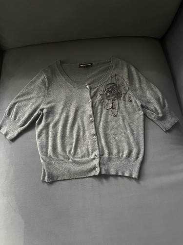 Cardigan Court Manches Courtes Express Design Studio – Taille S, Gris, Occasion Très Bon état