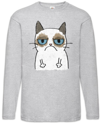 Grumpy Cat II Langarm T-Shirt Fun Cats Addiction Addicted Love Geek Nerd