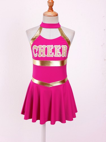 Kids Girls Cheerleading Uniform Sleeveless Dress Cheer Leader Costume AU - Picture 46 of 63