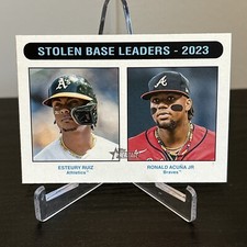 2024 Topps Heritage Stolen Base Leaders Ronald Acuna & Esteury Ruiz White Border