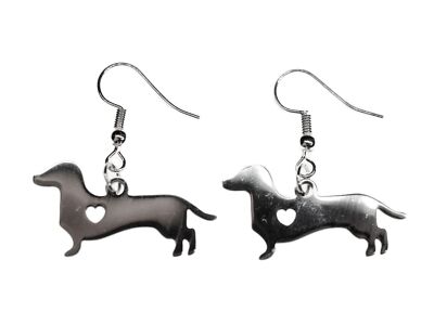 Dachshund Dog With Heart Earrings Miniblings Pendant Dogs Teckel Stainless Steel