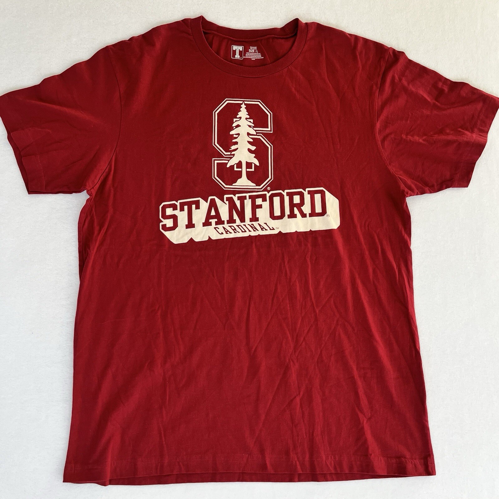 University T Stanford Cardinal Men's Large T-Shirt Short Sleeve Logo Red New