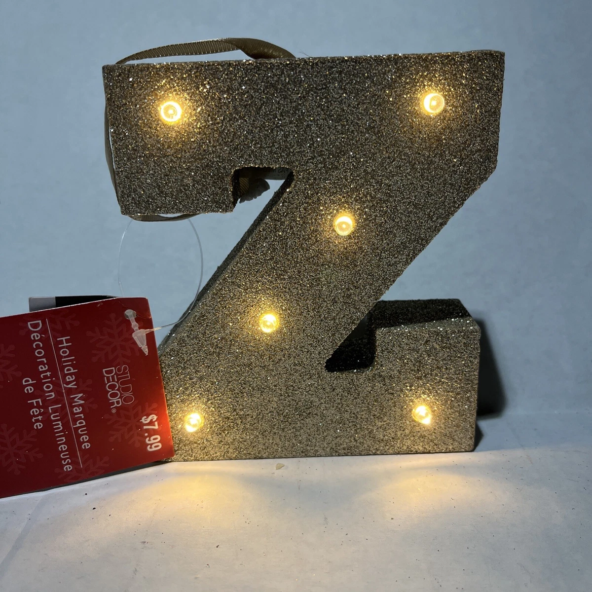 Marquee Light Up Gold Glitter Wall Hanging Letter Z 4.5 Studio