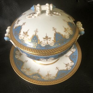 Rare Antique Haviland Limoges Porcelain Sauce Tureen Nautical Cable Theme c.1880