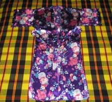 Fredericks of Hollywood Robe Size OS Purple Floral Long Tie Up Waist