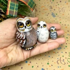 Owls Mini Nesting Doll 3pcs 2,4” Collectible Matryoshka, Mini Owls Home Decor